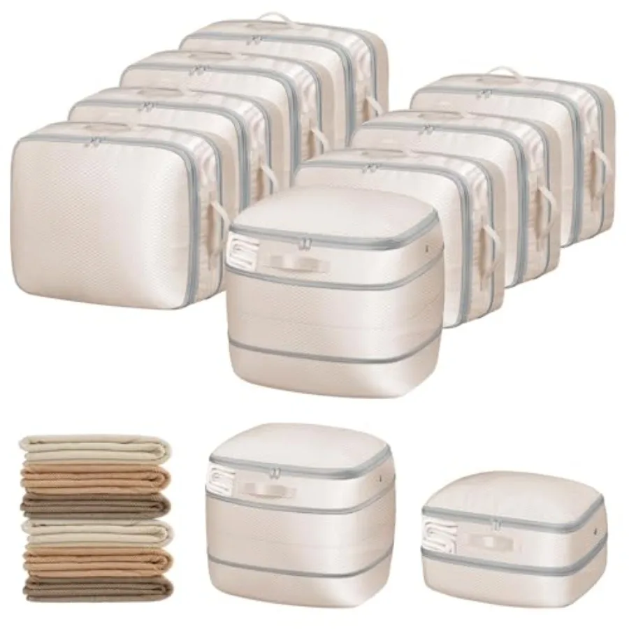 

Compression Storage Bags 8 Pack - Blanket Storage Bags with Window Zipper, Ultra Space Saving Self Compression Organizer for Pu
