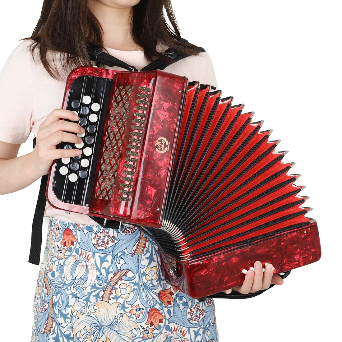 Manufacturers sell MMBAT professional keyboard instrument chorus performance grade 22 key 8 bass accordion with gift Bag