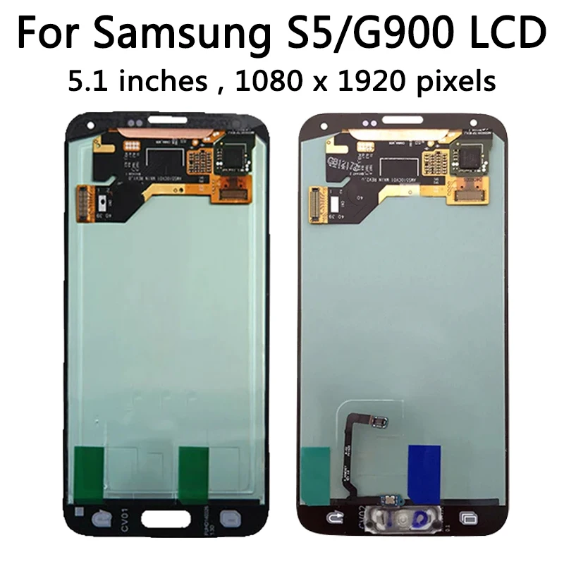 Super AMOLED For Samsung S5 i9600 G900 G900F G900M G900H LCD Touch Screen Digitizer Assembly Replacement Parts With Home Button