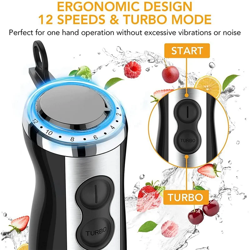 J1UL1N Handheld Electric Blender, 5-In-1 Chopper, Whisk & Food Processor For Baby Food, Smoothies, Soups EU Plug