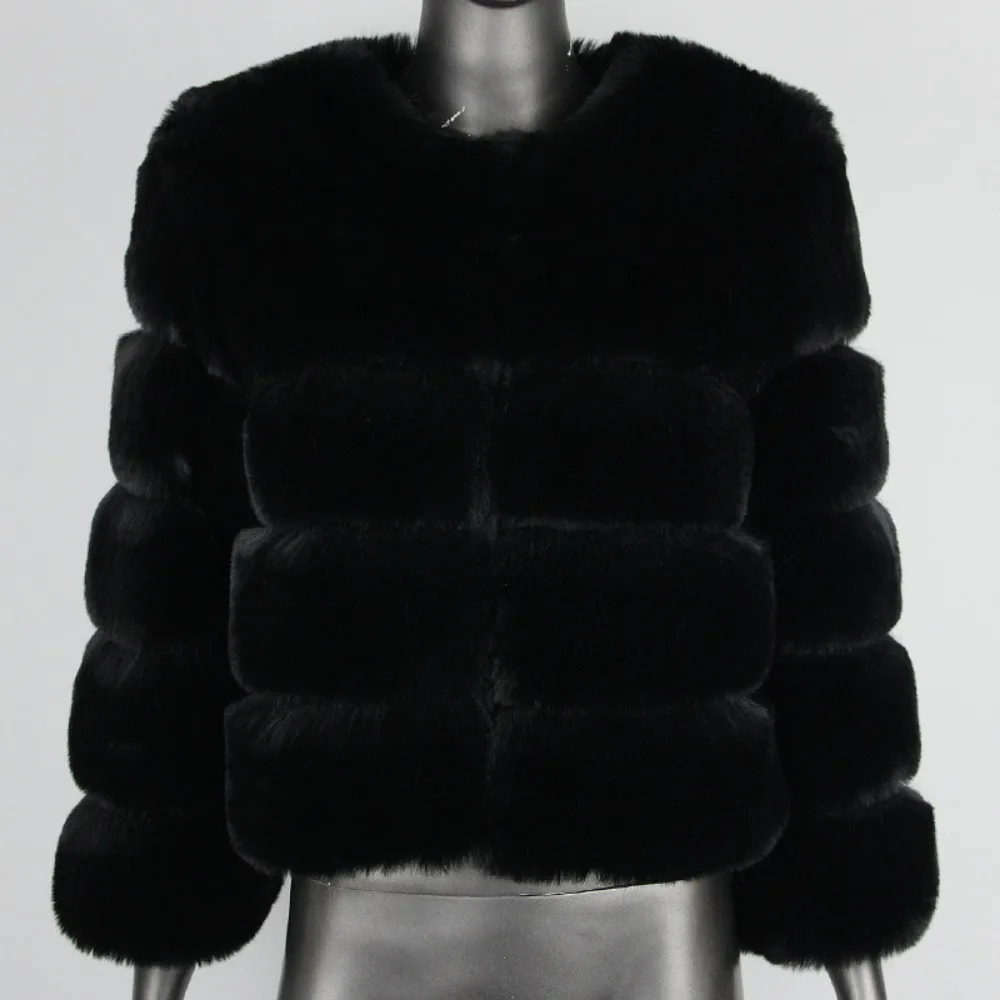 معطف الشتاء المرأة فو الثعلب معطف الفرو تقليد الفراء مكتب سيدة معاطف أنيقة المألوف الدافئة سميكة سترات من الفرو الاصطناعي