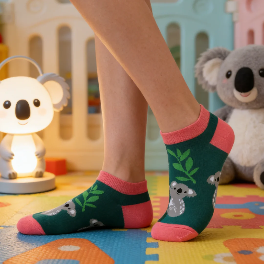 1 paire de chaussettes mignonnes à motifs Koala, parfaites pour les tenues de printemps et d'été élégantes et distinctives