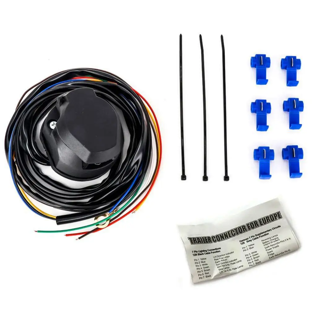 

Auto 7 Pin Trailer Socket Extension Cable Wiring Connector Durable ABS Plug Adapter for Tow Bar and Trailer