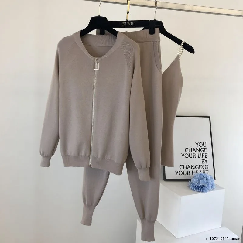 Women Autumn Casual Tracksuits Suits Solid Color Loose Pullover Hoodies 3 Piece Set Female Long Sleeve Tops Pants Sportswear