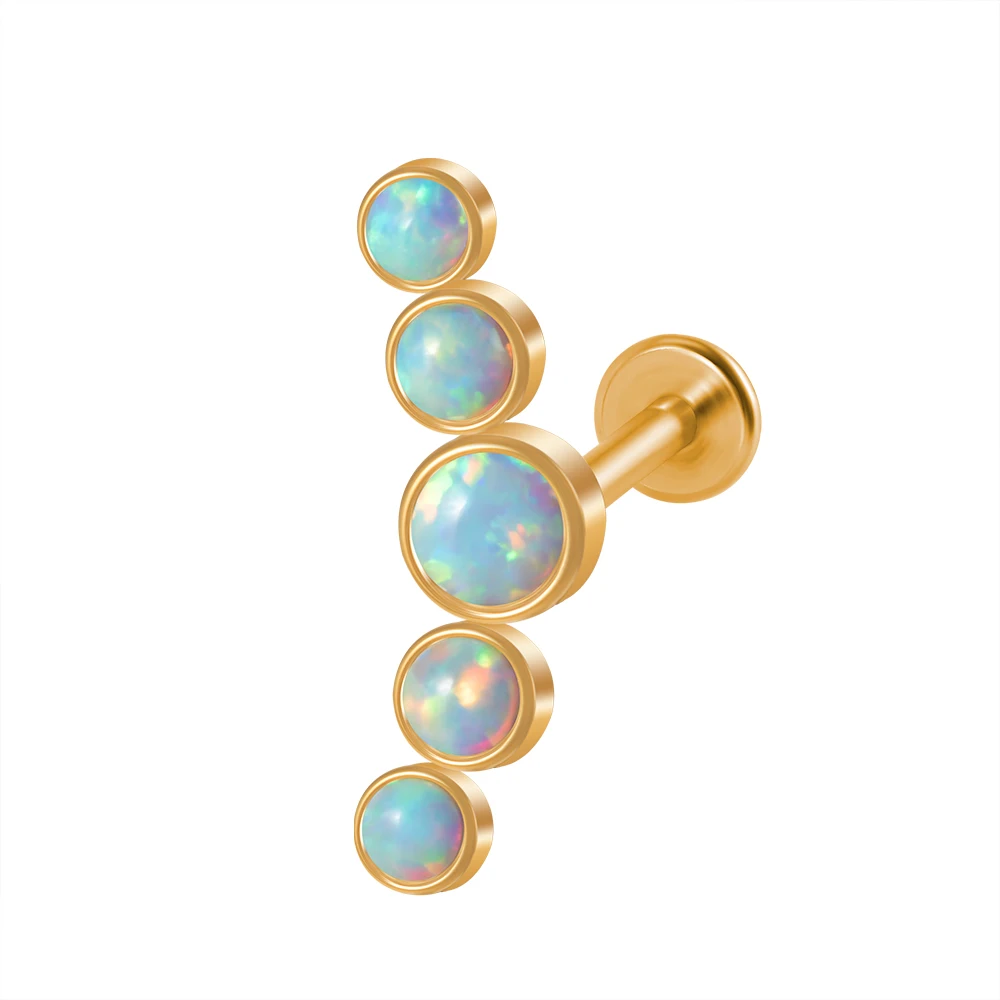 1PC Surgical Steel Five Opal CZ Ear Tragus Cartilage Stud Lip Ring Labret Helix Piercing Earrings Lobe Piercing Barbell Jewelry
