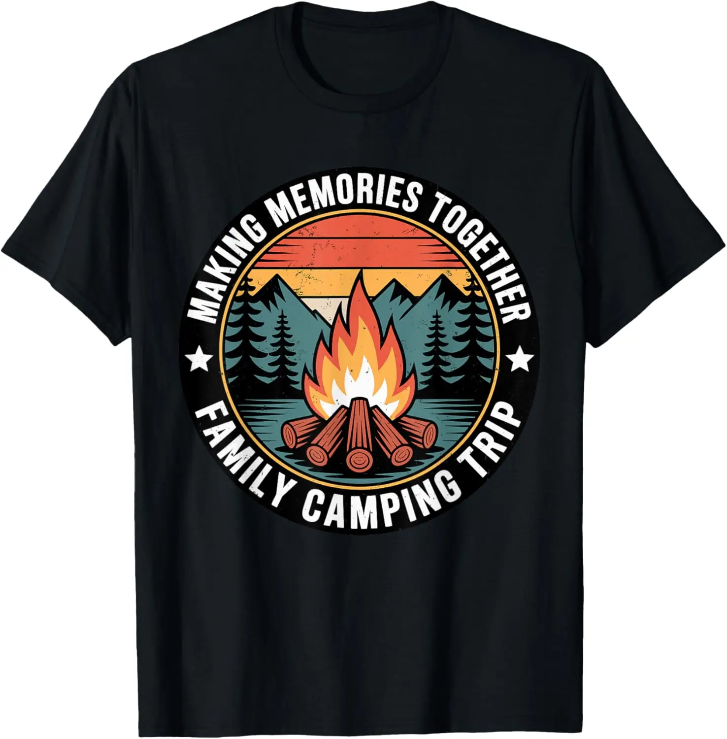Vintage Making Memories Together Family Camping Trip Vibes T-Shirt 100% Cotton Trendy Y2K Short-Sleeve Tee-Soft, Quick-Drying,