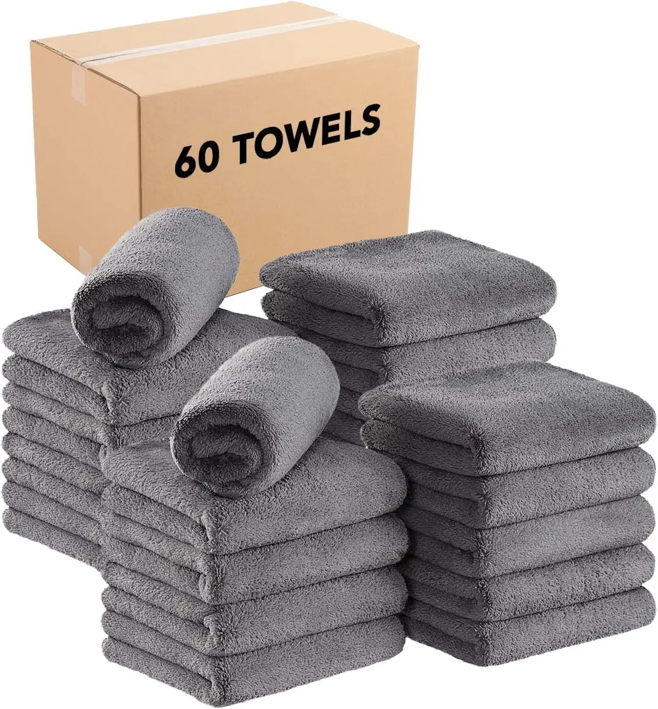 

Microfiber Coral Fleece Salon Towels Bulk - Case of 60 - Bleach Safe Resistant Absorbent Hair Drying Towel Set Perfect