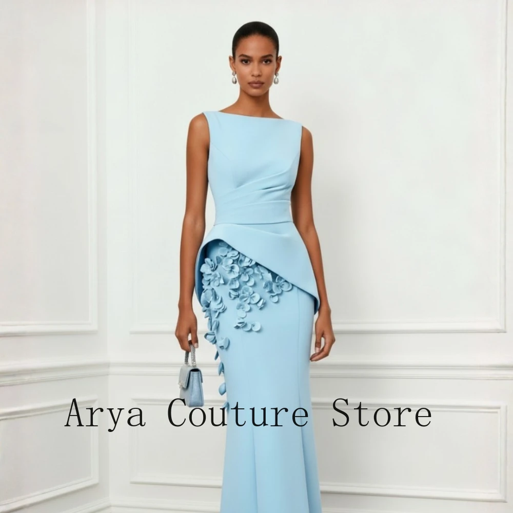 Customized Crepe Elegant Evening Dresses Scoop 3D Flowers A-line the Floor-Length High Quality 2026 for Formal Party Dress image 2