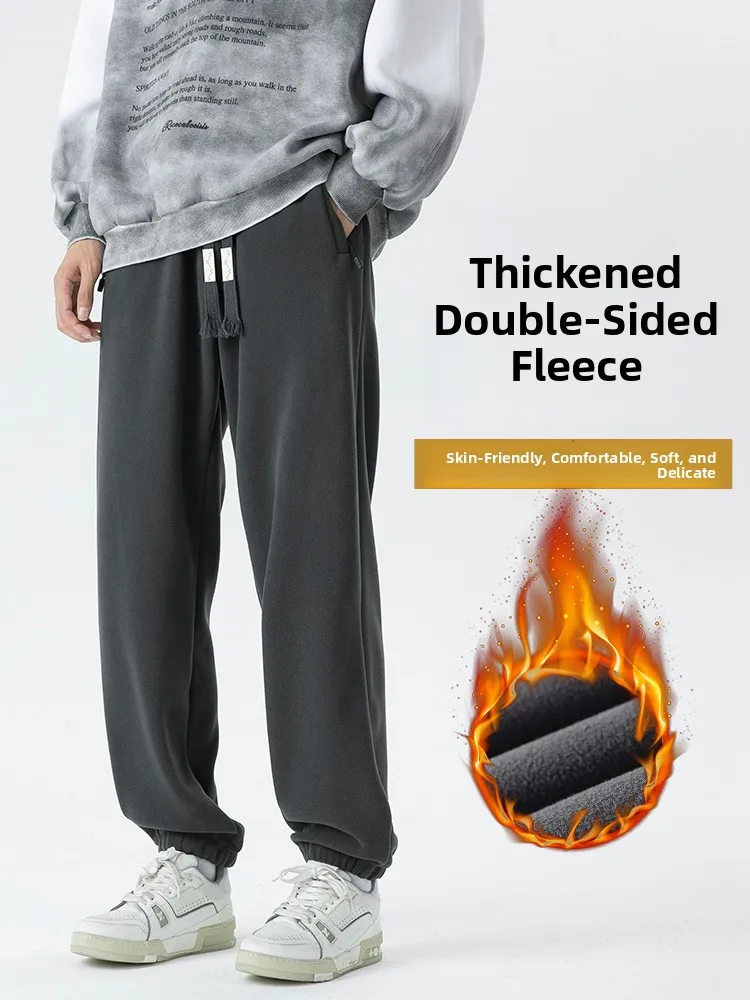 

Men's Spor Casual Fce Lined Pants Loose Fit Winter Faionable Trousers Youth ular Polyester Fiber Long Pants