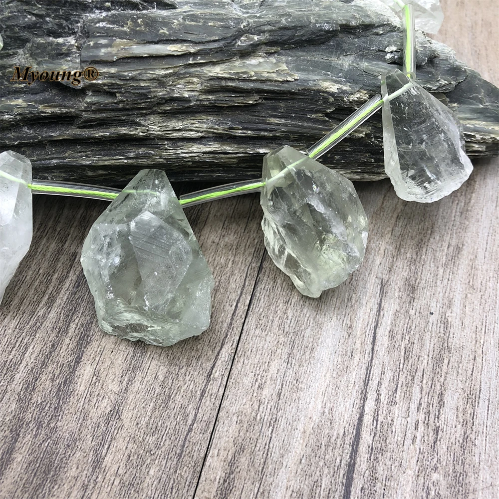 Mix Size Large Natural Green Quartz Crystal Cutting Nugget Beads For Jewelry Making MY220868