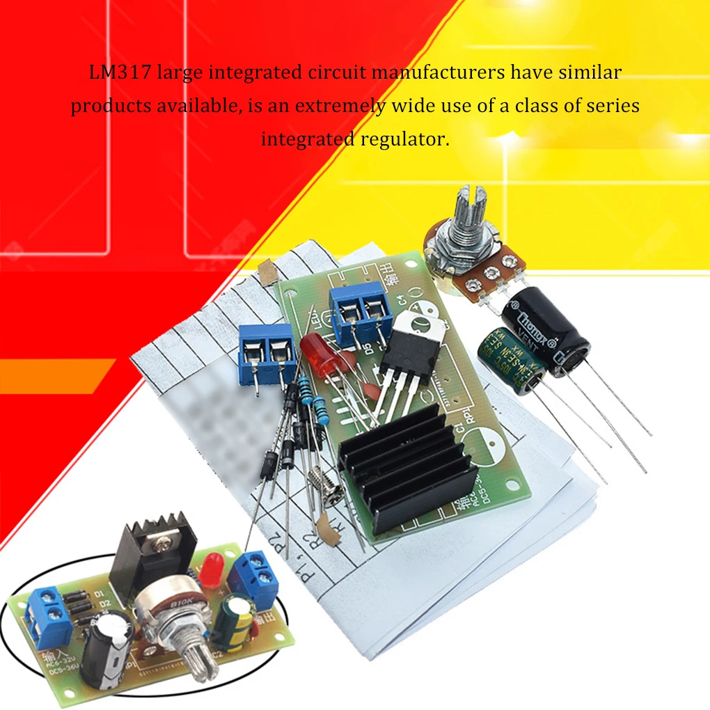 LM317 Adjustable Power Supply Kit Continuous Adjustable DC Power Supply DIY Teaching Training Parts PCB Board Electronic kits