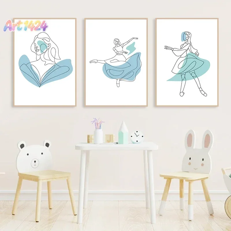 Abstract Ballerina One Line Body Drawing Wall Art Aesthetics Print Canvas Painting Posters for Living Room Modern Home Decor