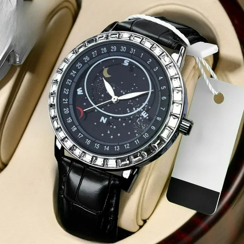 

Men's Mechanical-Style Starry Sky Watch with See-Through Case Back and Water Resistance