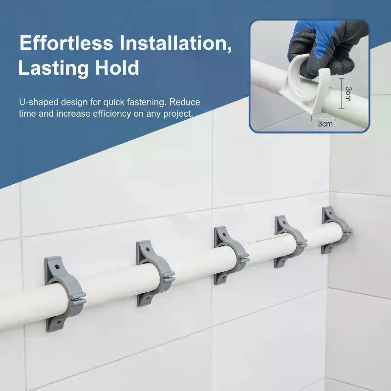 100 Pieces/Pack PVC Conduit Clamps (16/20/25/32mm), U-Shaped Water Pipe Fastening Fittings