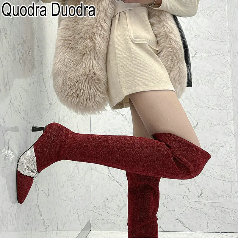 Sexy Boots New Women Shoes Thin High Heels Winter Pointed Toe Plus Size 48 33 Stiletto Party Mujer Runway Over the Knee Zipper