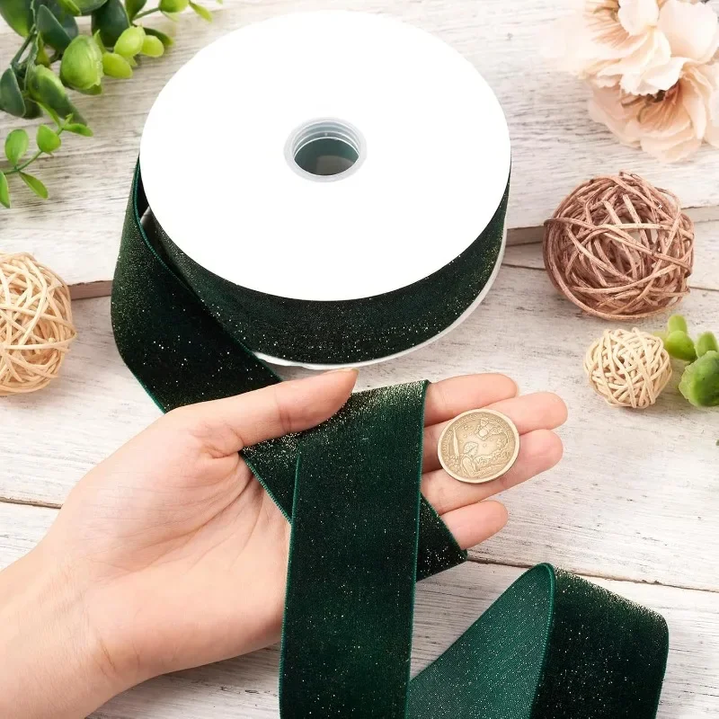 5/7/10 ياردة عيد الميلاد الديكور السلكية حافة شريط من الساتان الاصطناعي لتغليف صندوق الهدايا كعكة ديكور شجرة قلادة قابلة لإعادة الاستخدام