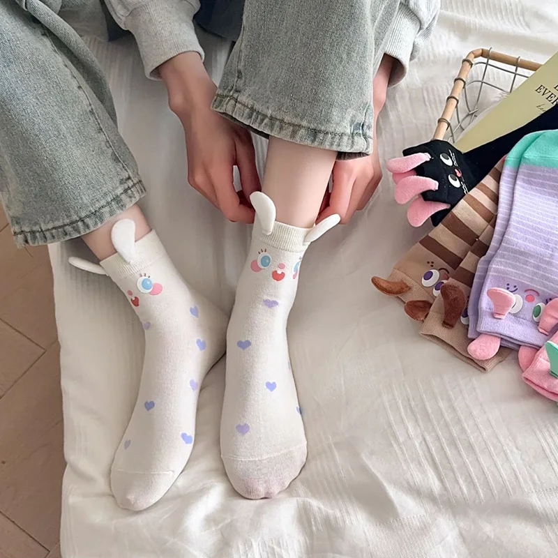 6 Pair Pack Funny Creative Cartoon Ears Lovely Kawaii Low Cut Tube Boat Sock Japan Fashion Harajuku High School Girls Socks Set