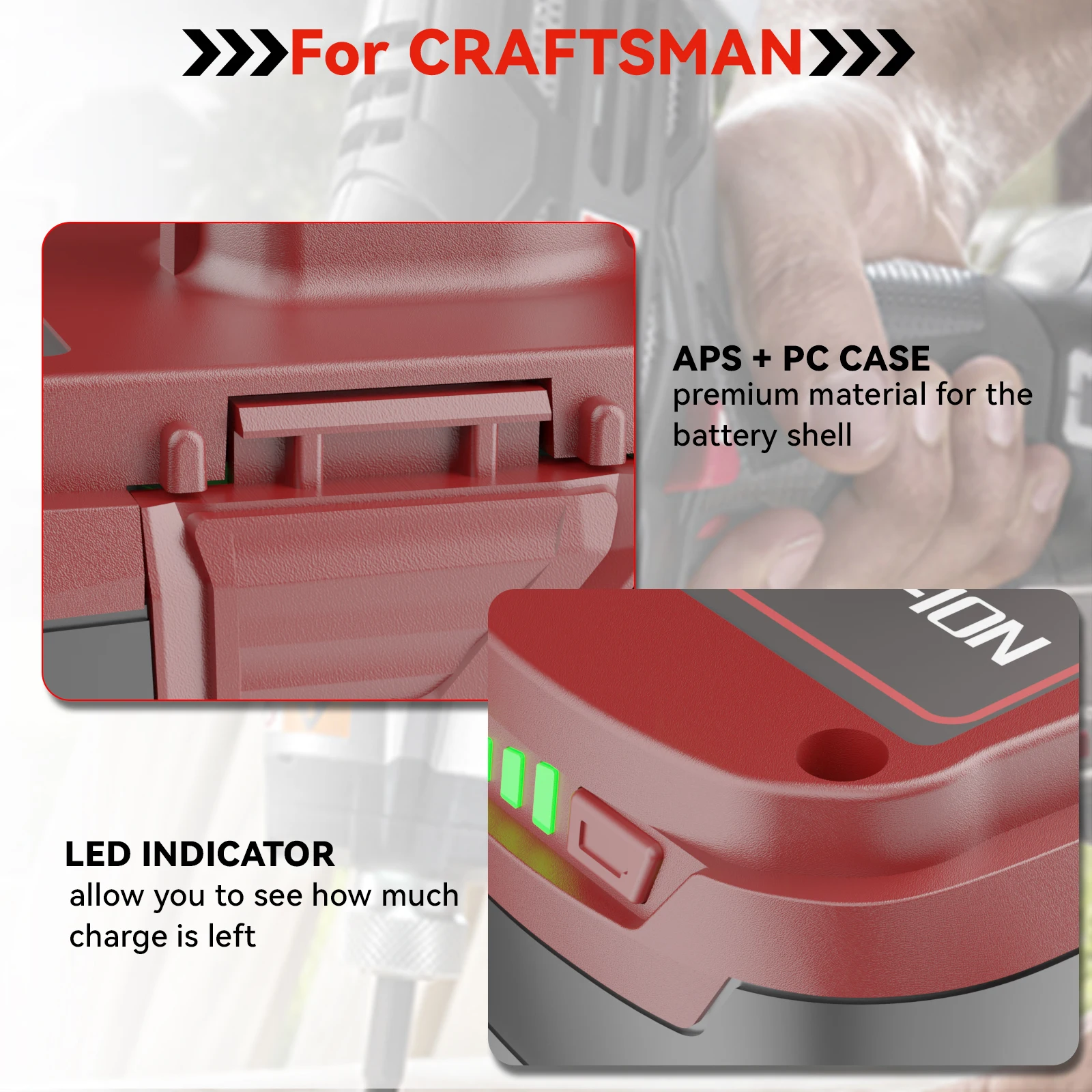 Do elektronarzędzi Craftsman C3 19,2 V 6000 mAh Akumulator litowo-jonowy 11374 11375 130285003   Bateria zastępcza CRS1000 10126 L30