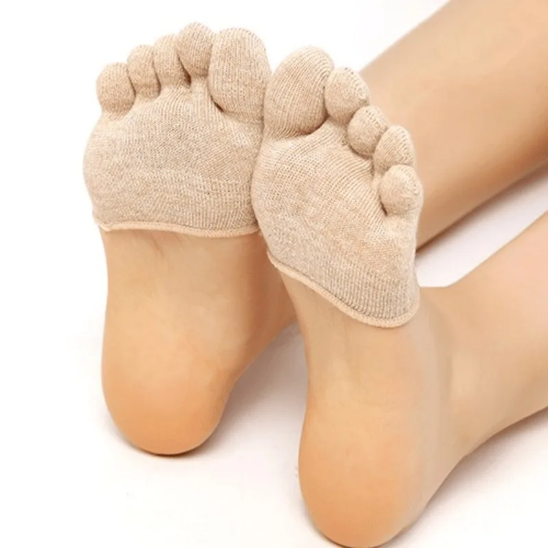 Summer Half Palm Five Fingers Socks Invisible Thin High Heel Front Foot Open Toe Socks Women Shallow Sandals Split-Toe Sock