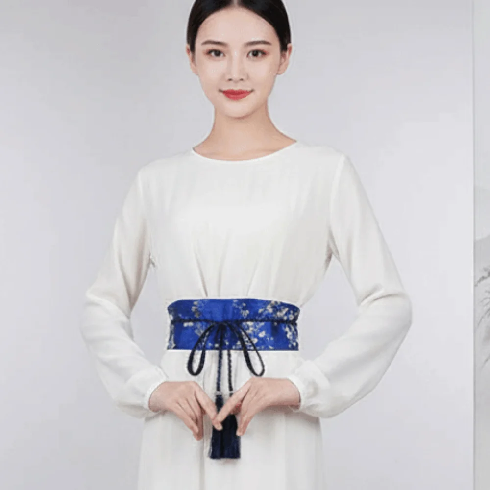 Wide Style Embroidery Corset Retro-pattern Soft Fabric Hanfu Waistband Embroidered Tie-closure Ethnic Girdle Cosplay Wear