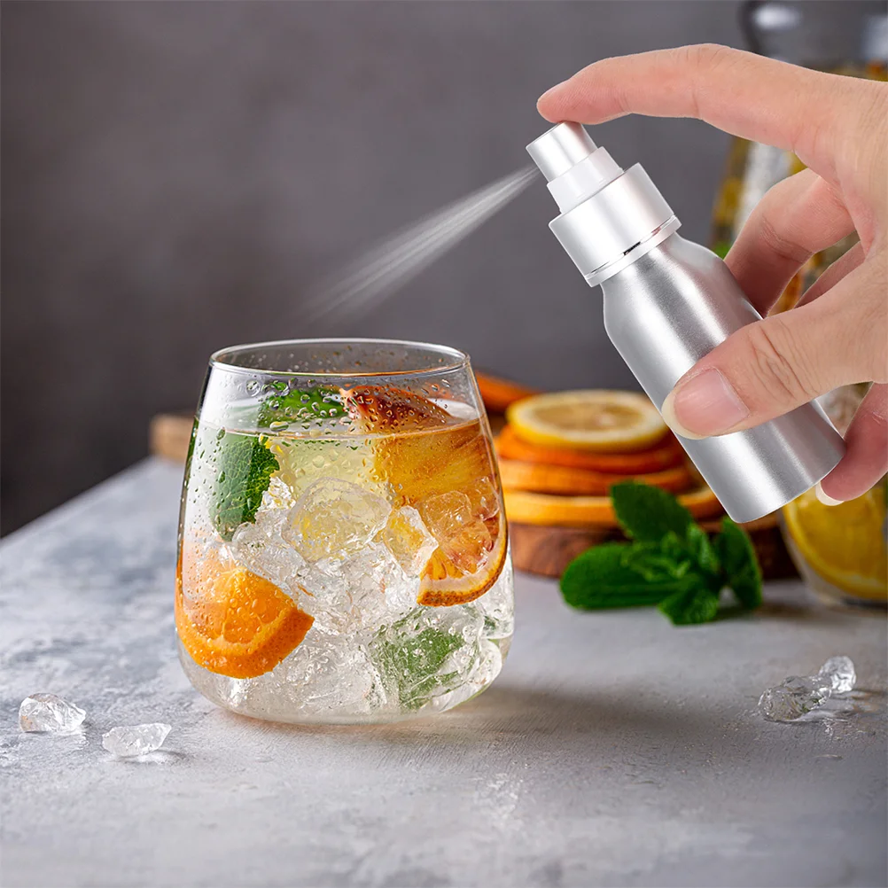 Botella de 2 uds., accesorios para barman en aerosol, botellas de cóctel, Mini atomizador de Alcohol, grado alimenticio plateado para viajes de barbacoa