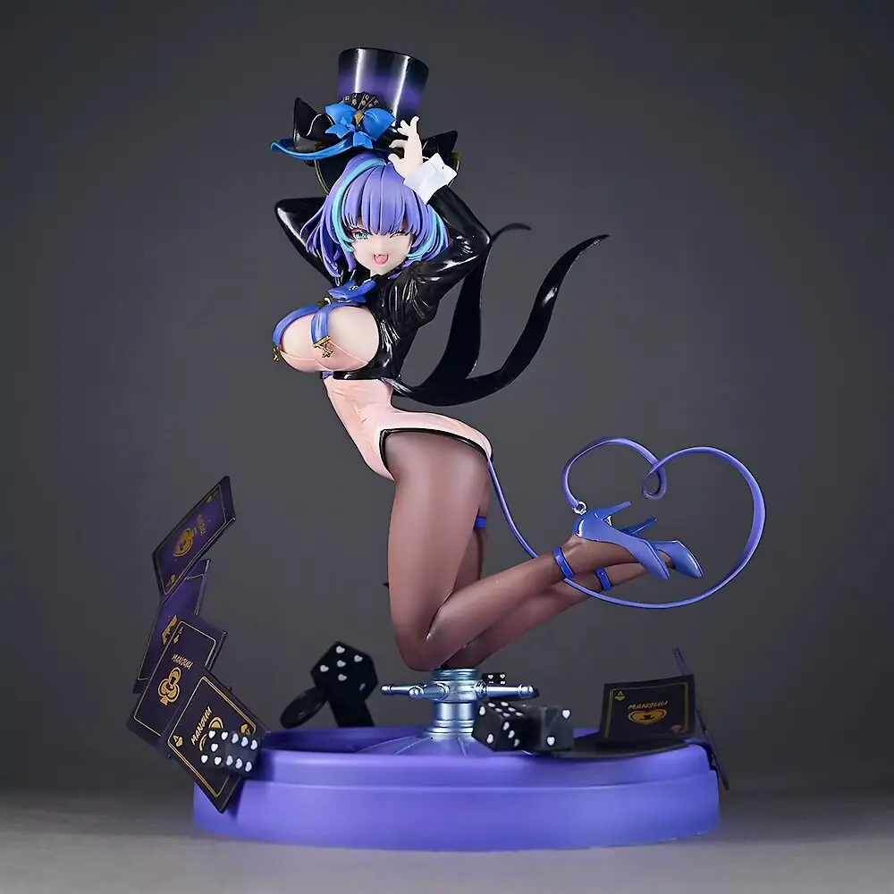 

Azur Lane Cheshire Magician Girl GK Figure Purple Hair Magic Card Dice Themed Collectible Statue Desktop Decor For Anime Fans