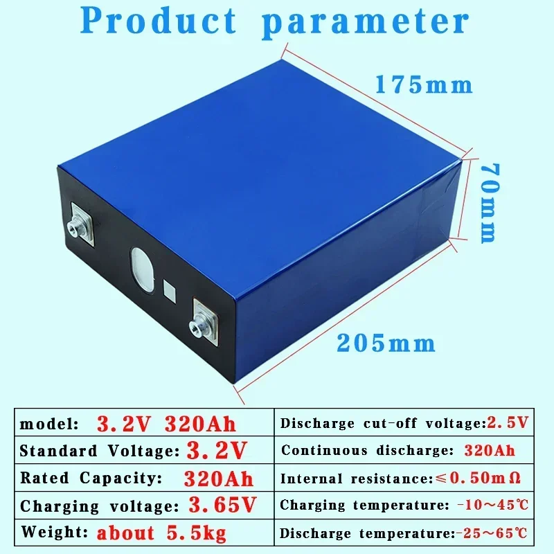 New 3.2V 320Ah Lifepo4 Battery 12V 24V  Suitable for High Power,Large Capacity Golf,Ship and Vessel Battery Pack Swimming Boats