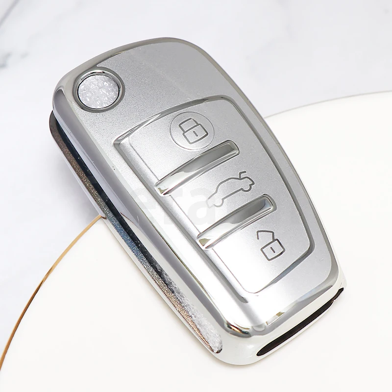 For Audi Q3 Q5 Q7 A1 A3 A4 8P 8L 8V A5 B6 B7 A6 A7 C5 C6 4F S3 S4 S6 RS3 TT TPU Auto Shell Car Remote Key Case Fob Cover view 6