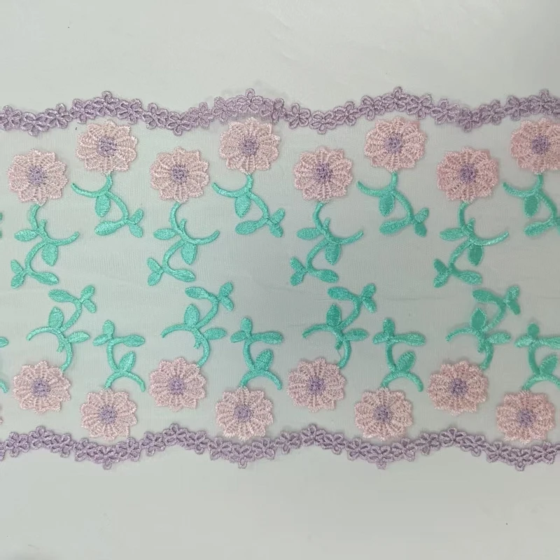 

20 ярдов, двухцветная вышивка, тюль, кружевная бейка, платье «сделай сам», швейная ткань, сетчатое кружево с цветочной вышивкой для нижнего белья, аксессуары