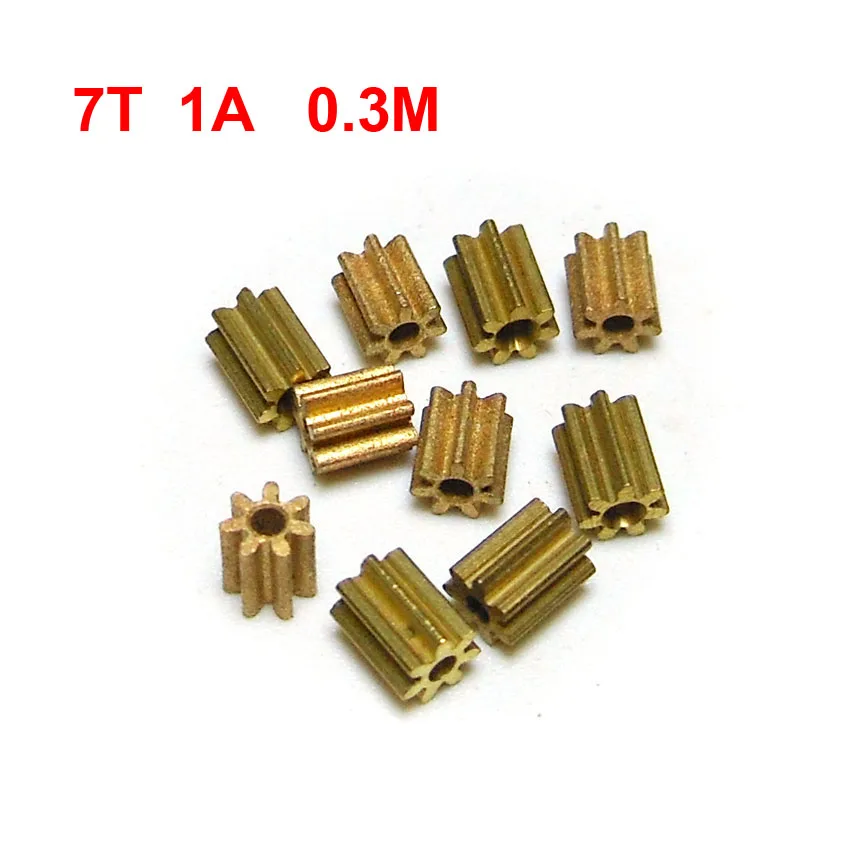 

Metal 71A 0.3M Copper Gear 7T Toy Coreless Motor Parts 1mm Tight Shaft Match 7 Teeth Pinions (10pcs/lot)