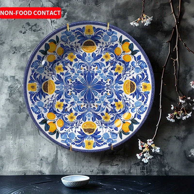 Exquisite Ceramic Decorative Plate Featuring an Orange Tree Leaf Design, Perfect for Home Dining Table Decor. Non-Food Contact,