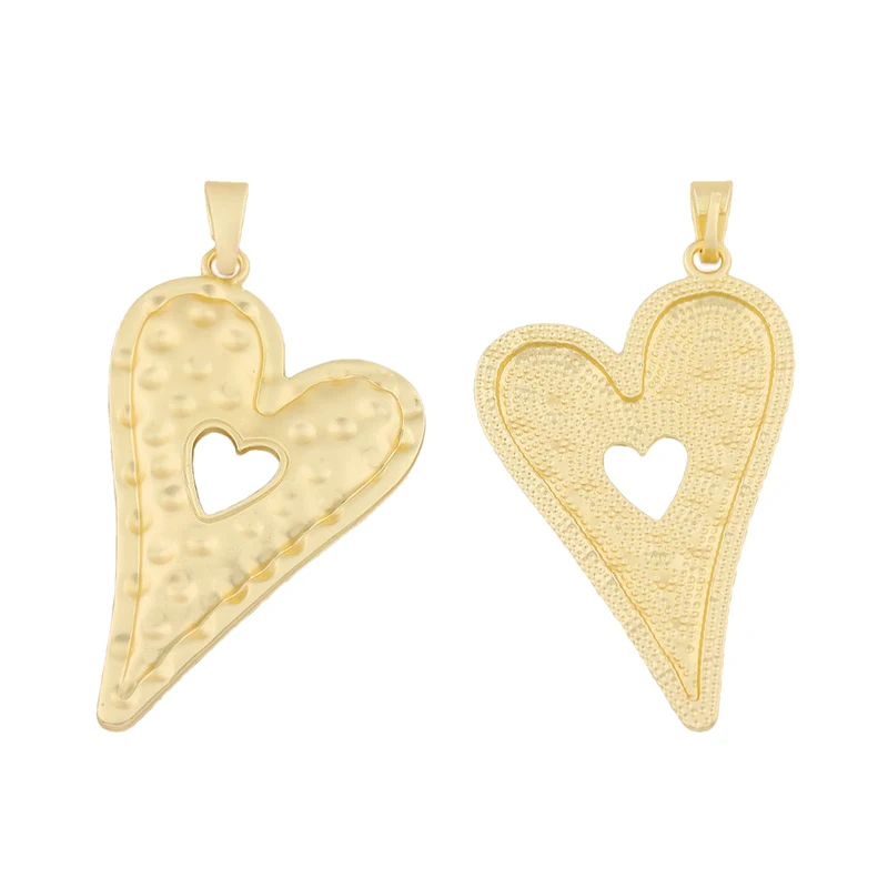 

1pc Chic Hammered Heart Matte Gold Charm Pendant For DIY Fashion Jewellery Necklace Earring Making Findings