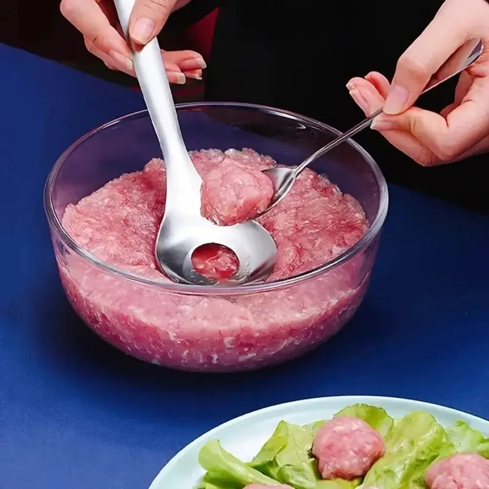1Pcs Stainless Steel Meatball Spoon Easy Peeling Pressin Hand Squeeze Meatball Maker Dishwasher Safe Meatball Scoop