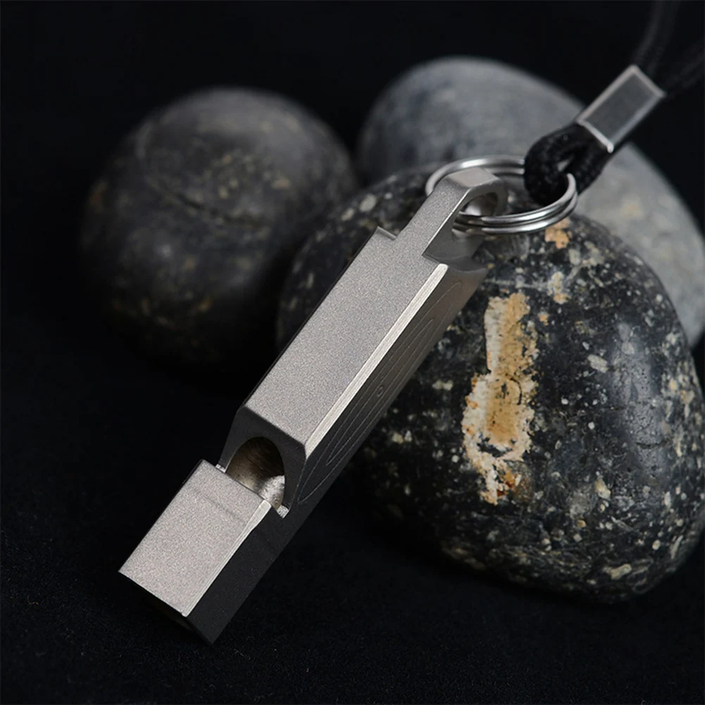 

AA79 New Titanium Alloy Emergency Whistle High Decibels EDC Necklace Lanyard Survival Safety Whistle For Outdoor Hiking Camping