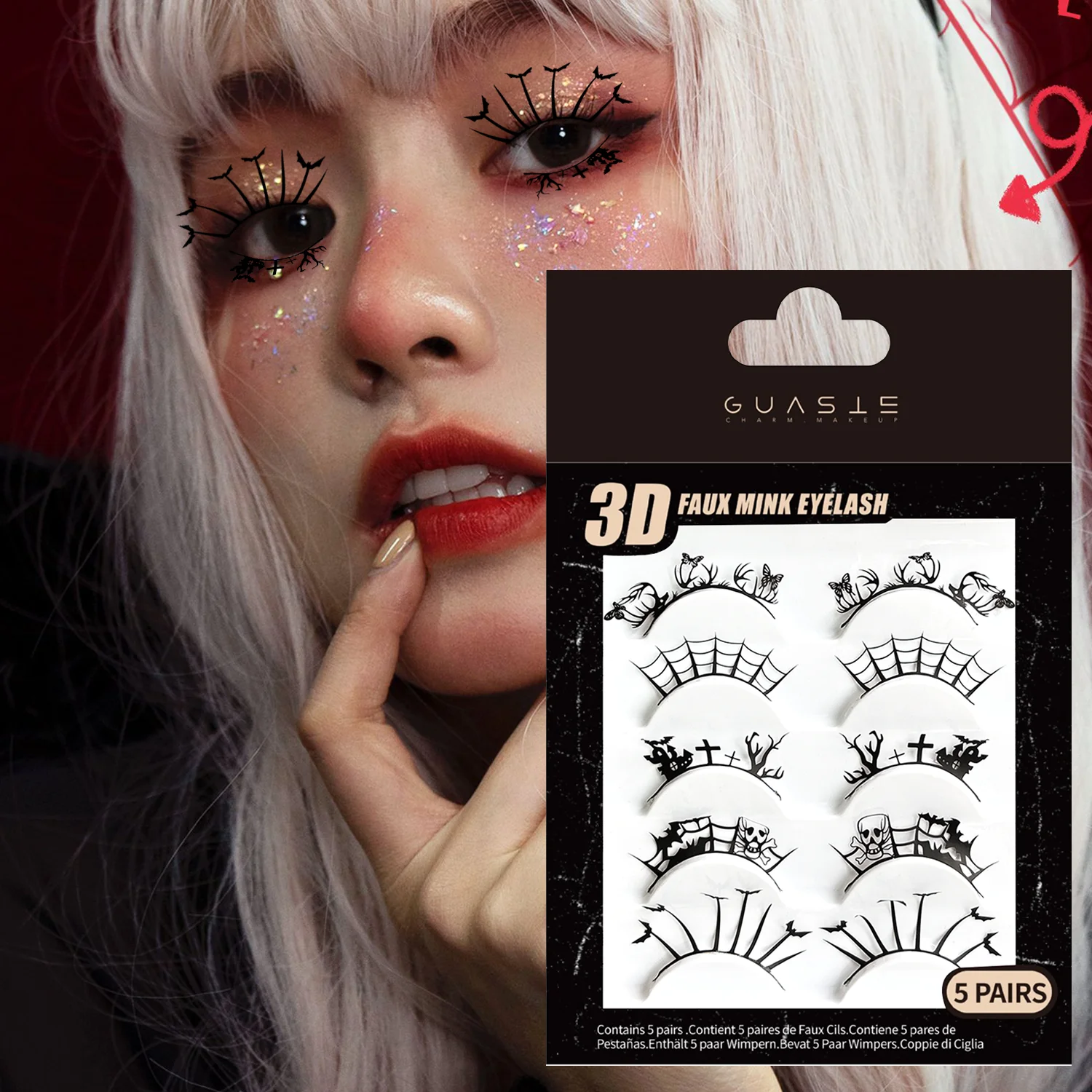 Halloween Cosplay faux cils château forêt bande cils fantôme Vampire cils mascarade fête papier coupe cils pour la fête