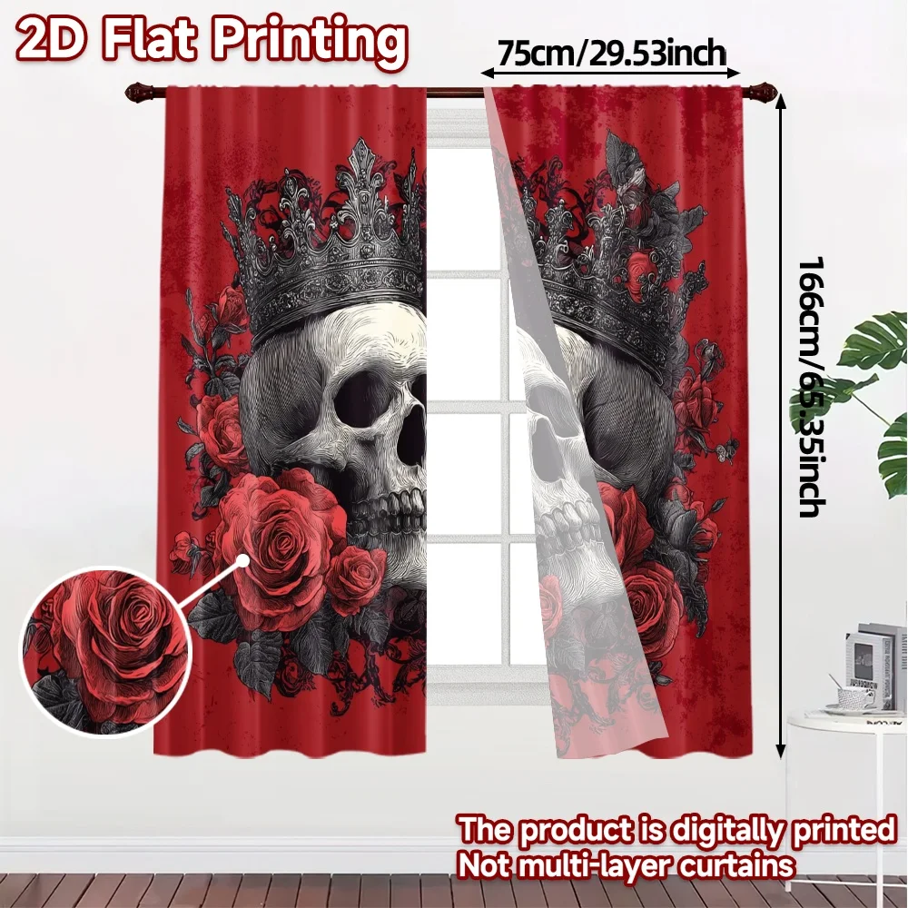 2pcs, 2D FLAT PRINTING Curtains (Without Rod) Royal Roses Modern Minimalist Curtains 100% Polyester Curtains Gifts Use for