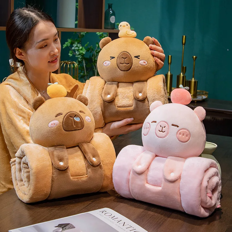 Cartoon Plush Blanket 3D Roll Blanket Office Nap Leg Warmer Air Conditioner Gift Blanket