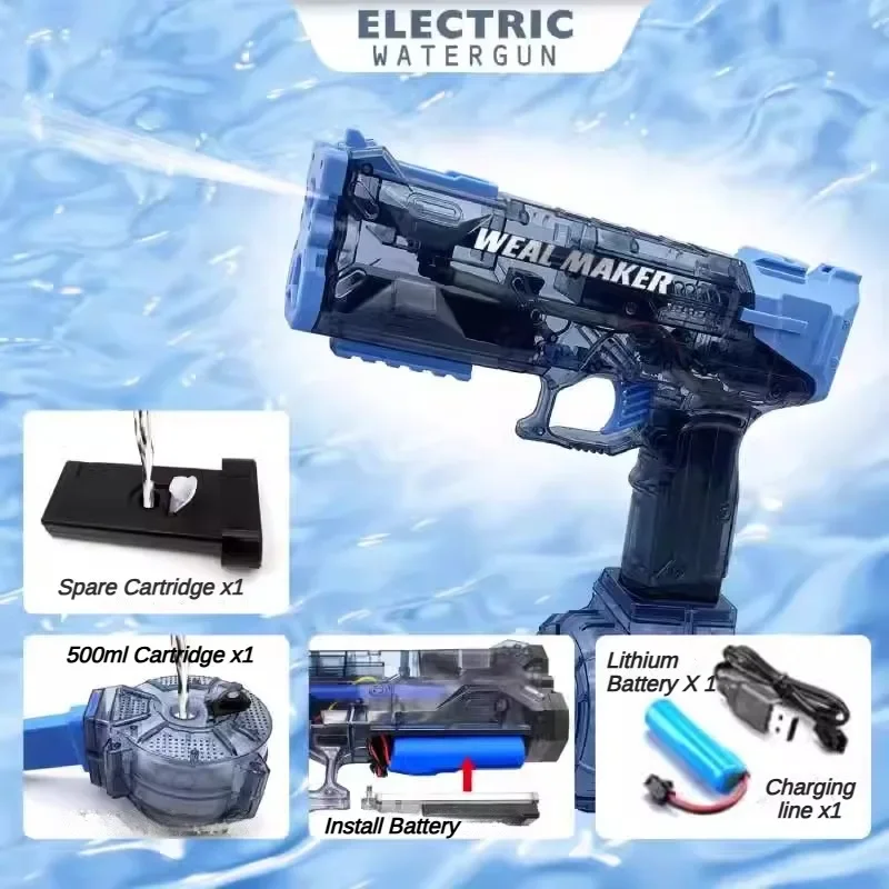 Pistola de agua eléctrica automática para niños, pistola de juguete de gran capacidad para exteriores, playa de verano, Cs, Pubg, utilería, regalos