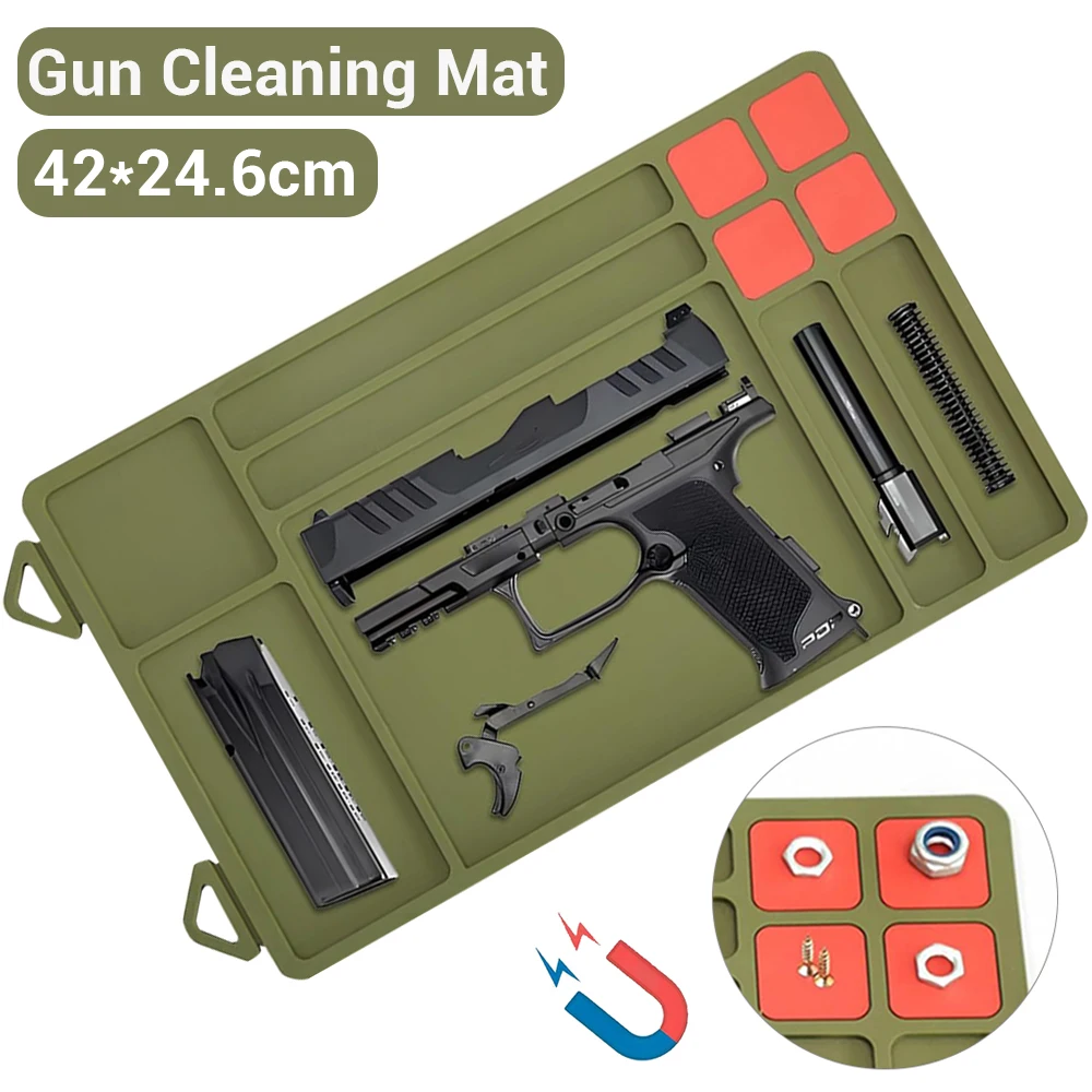 Tactical Gun Cleaning Mat Rifle Shotgun Cleaning Maintenance Mat Magnetic Rubber Gun Cleaning Pad Protective Workbench Mat
