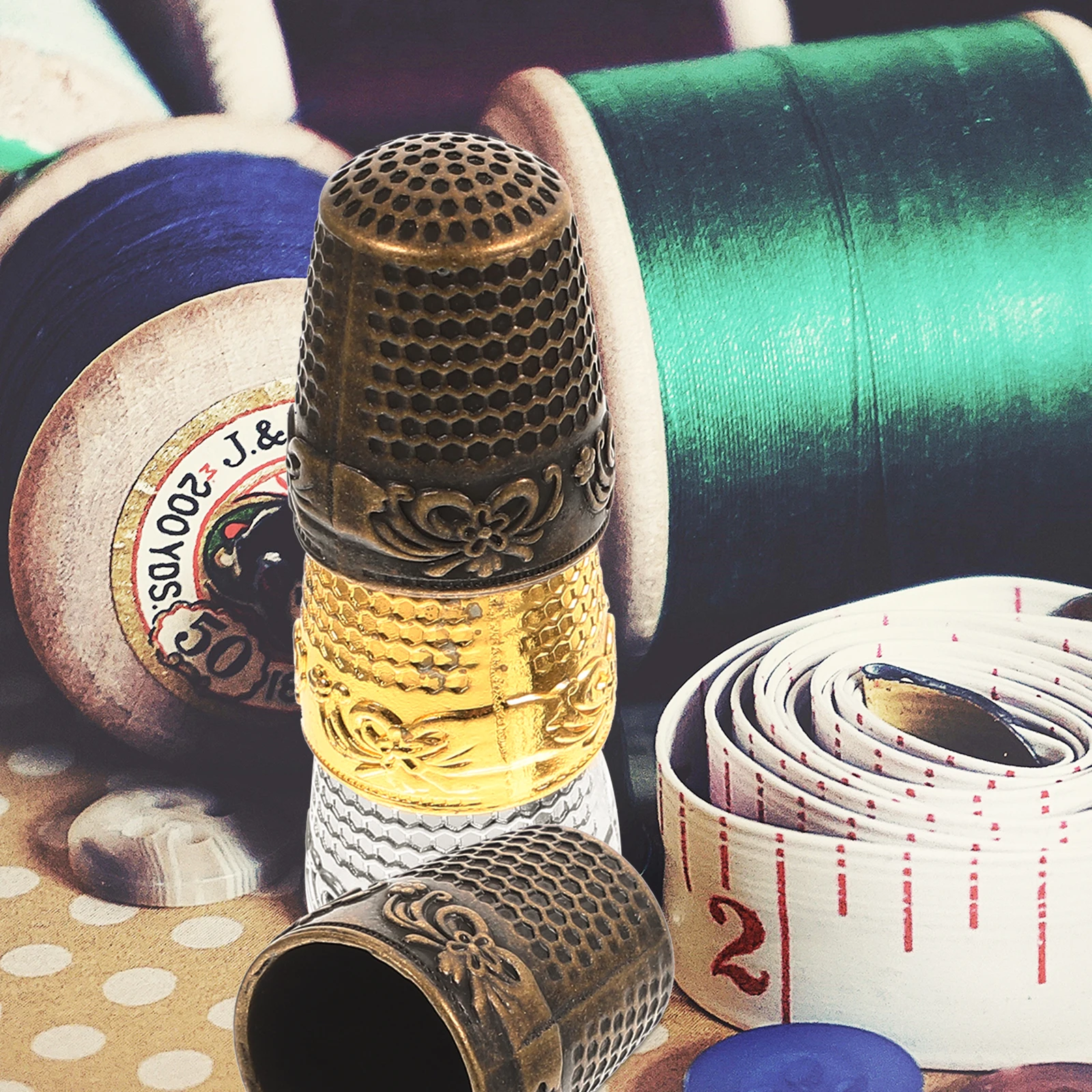 

8Pcs Copper Finger Thimble Sewing Protector for DIY Quilting Embroidery Lightweight Portable Metal Finger Sleeve Accessory