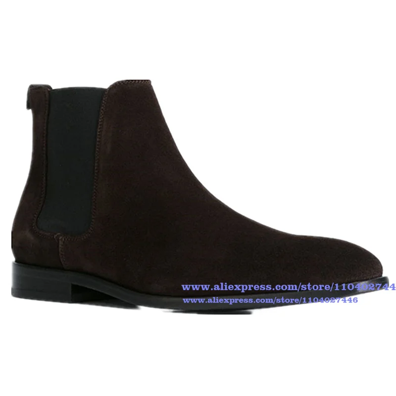 Bottines pointues en cuir conviviale ré pour hommes, botte de rinçage, haut, bande élastique, chaussures faites à la main, mode de luxe