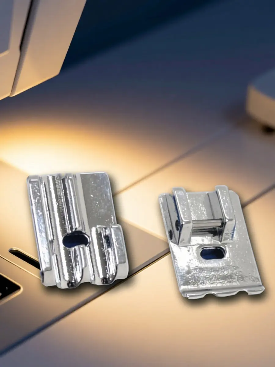 2Pcs Sewing Machine Piping Presser Foot Hard Metal Fit Most Low Shank Models Including Babylock