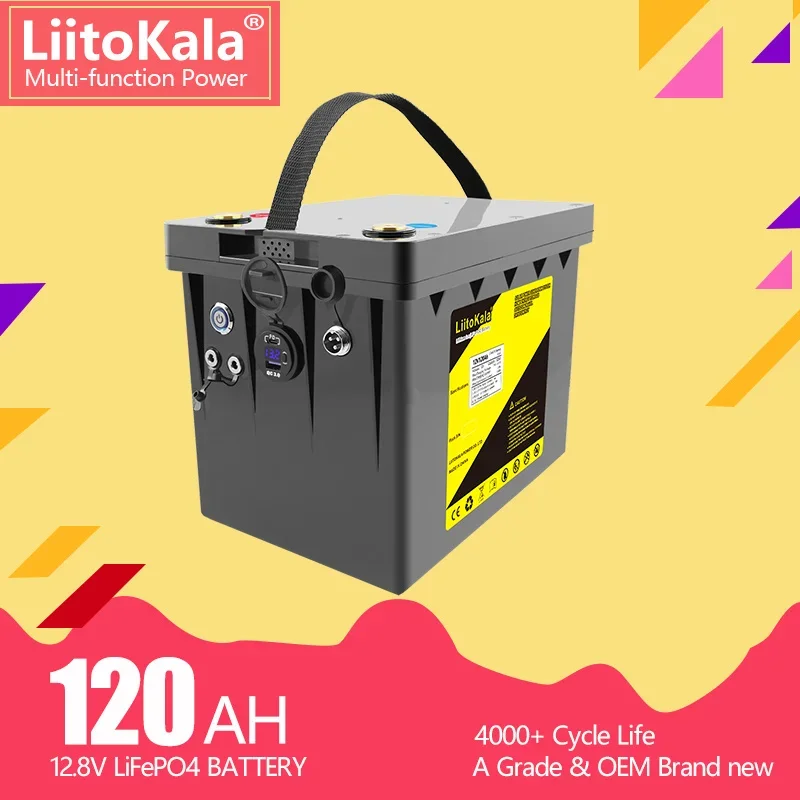 LiitoKala 12V 120Ah 150Ah 200Ah Lithium Iron Phosphat Batter with QC3.0 Type-C USB Output Suitable for RVs Camper and Golf Carts
