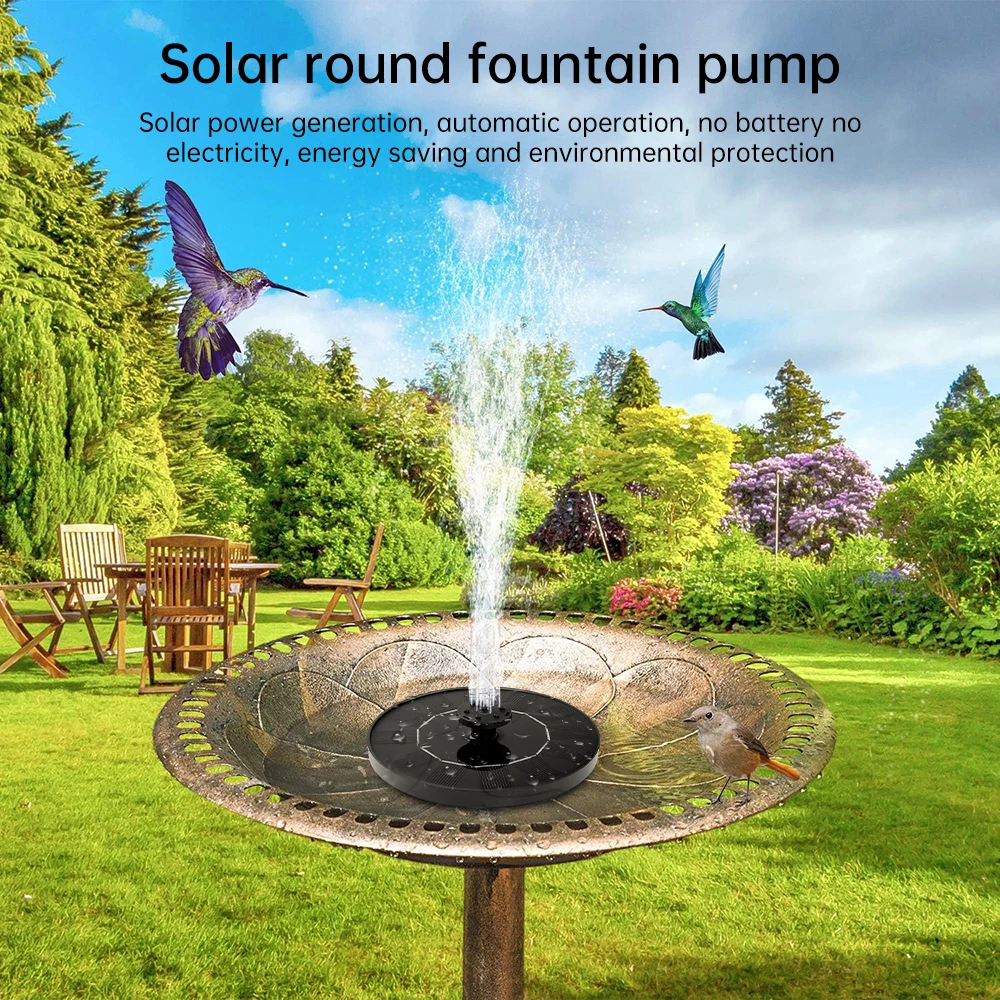 1W Solar Water Pump Circular Fountain Pump 150L/h 4 Nozzles  For Bird Bath Garden Outdoor Pool Circulation Oxygen Supply Device