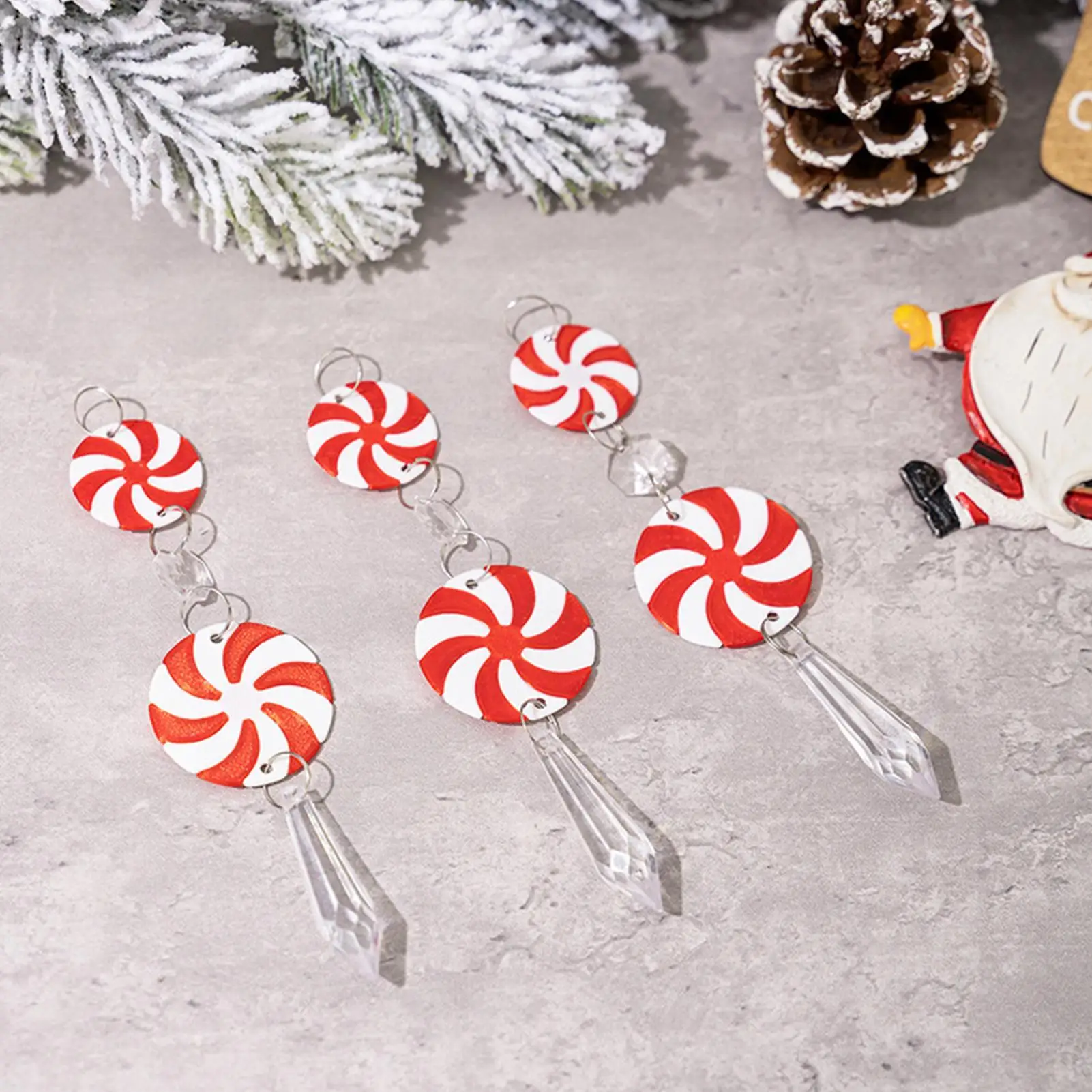 Candy Ornaments 12 Pieces Christmas Decorations Acrylic Peppermint Candy Pendant For Home Wreaths Parties Car Garden Yard
