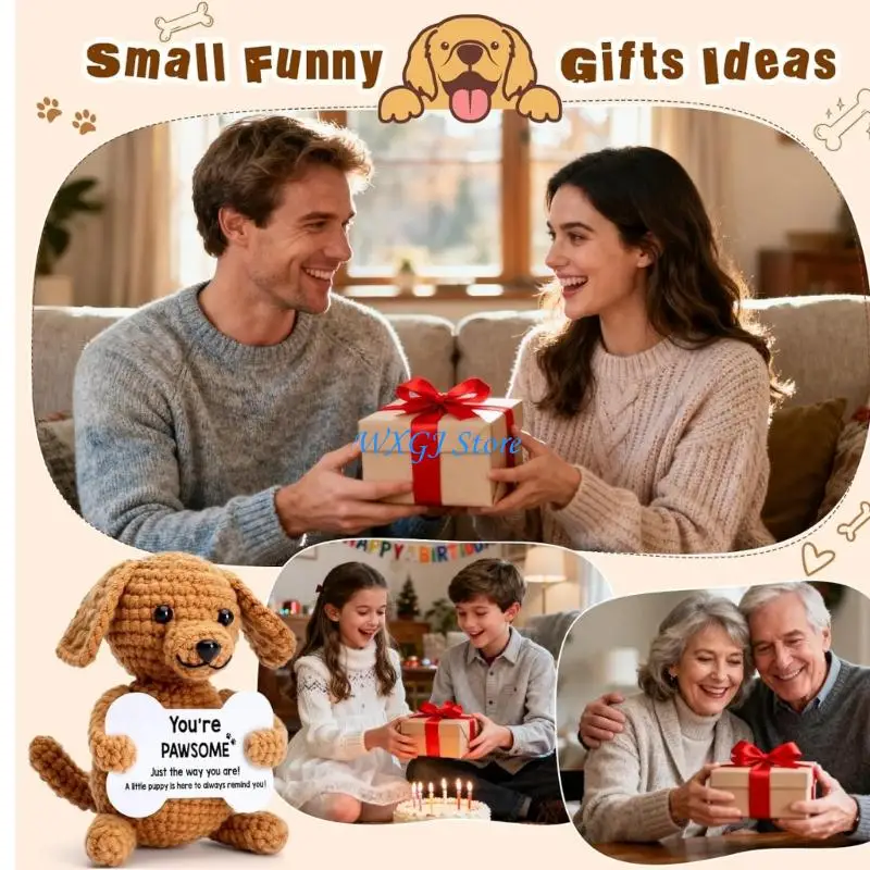 

37JE Lovely Festive Yarn Crochet Dog Doll Handmade Companion Car Hanging Decoration Home Gift Present