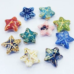 23 Kinds Colors 20*8MM Starfish Star Ceramic Porcelain Beads For Jewelry Making DIY Irregular Embossed