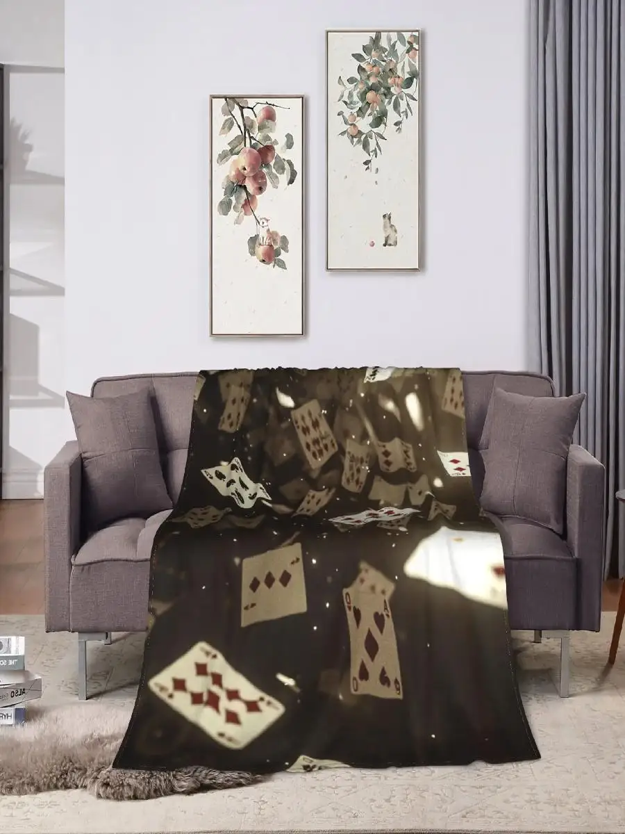 Super Warm Throw Blanket Flannel Bedspread for Outdoor Use Novelty Sofa Bed Cover  Child Alice in Borderlands Theme