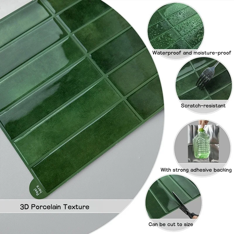 Pieces Self-Adhesive Wall Tile Stickers for Kitchen Bathroom  3D Wall Tiles Home Decoration Waterproof Kitchen Waterproof Sheet