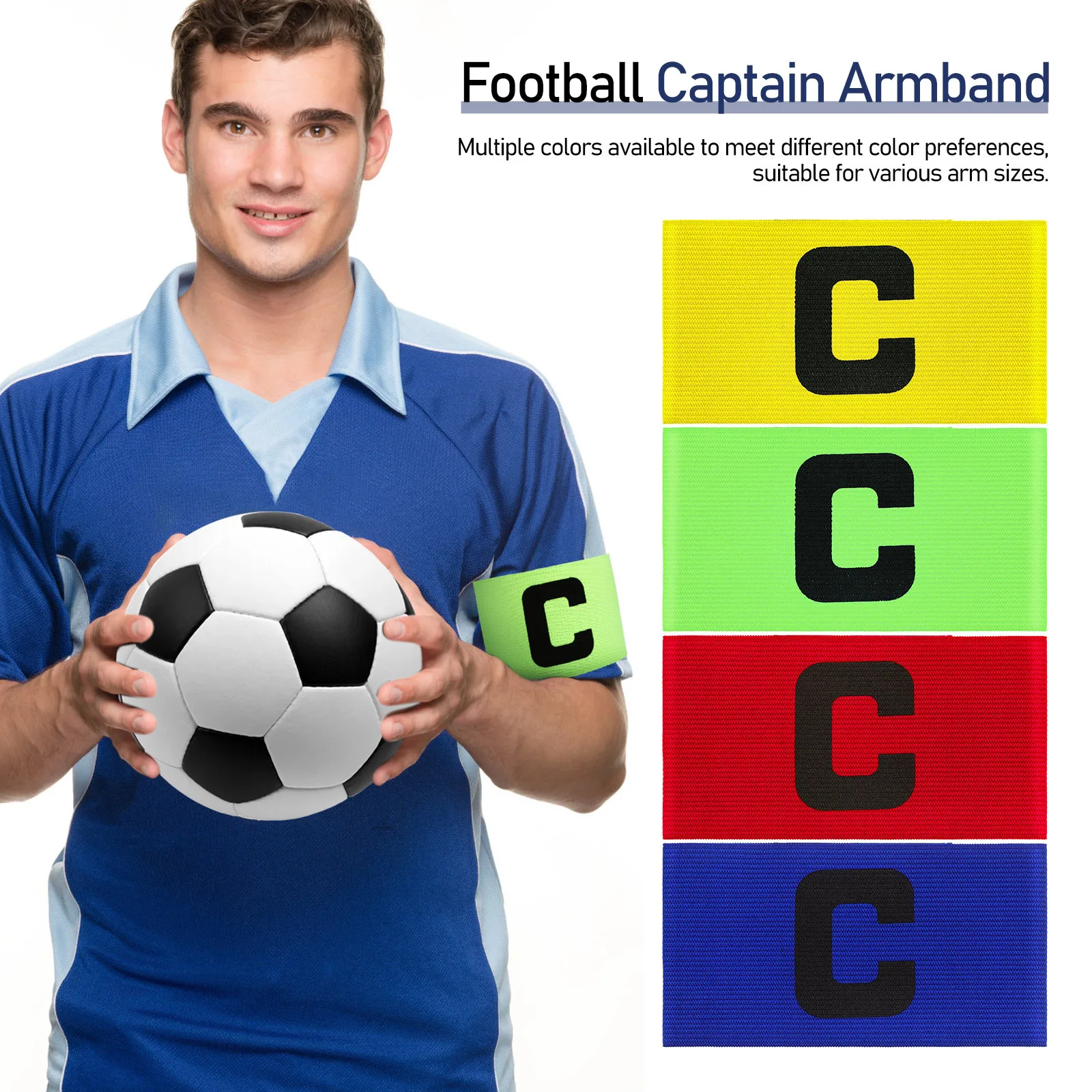 8 قطع من شارات كرة القدم، شارة كابتن كرة القدم، أكمام رياضية مرنة للتدريب، مقاومة للاهتراء